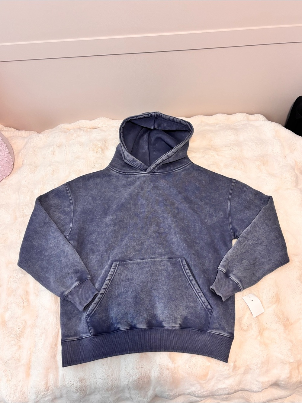 Washed Navy Blue Pullover Hoodie